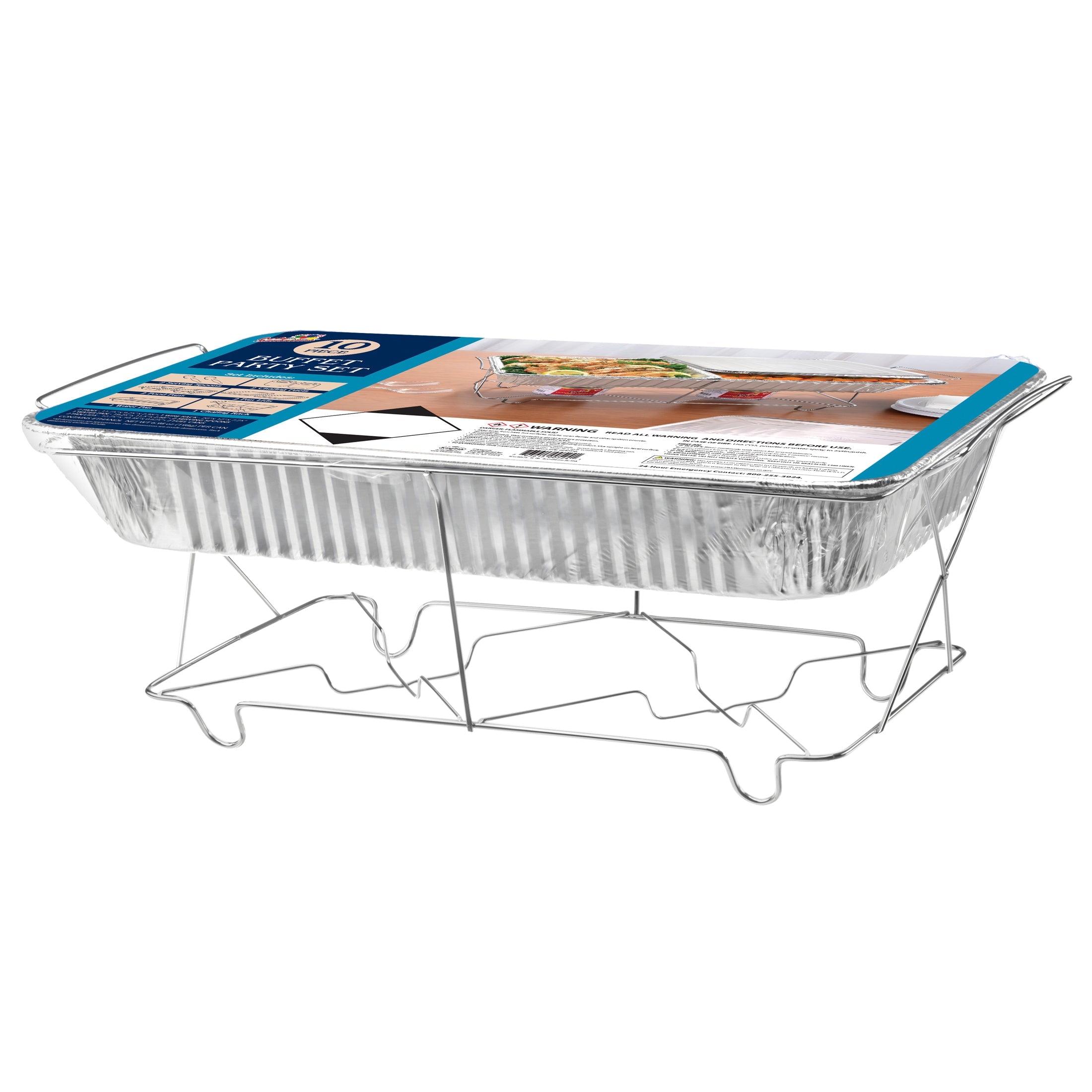 10Piece Buffet Set Complete Disposable Catering Kit with Trays, Rac