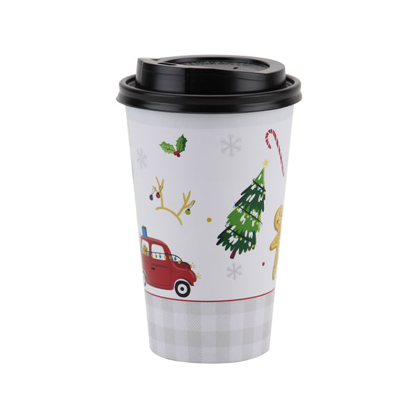 16 oz Hot/Cold Cup with Lid Holiday Cheer Design