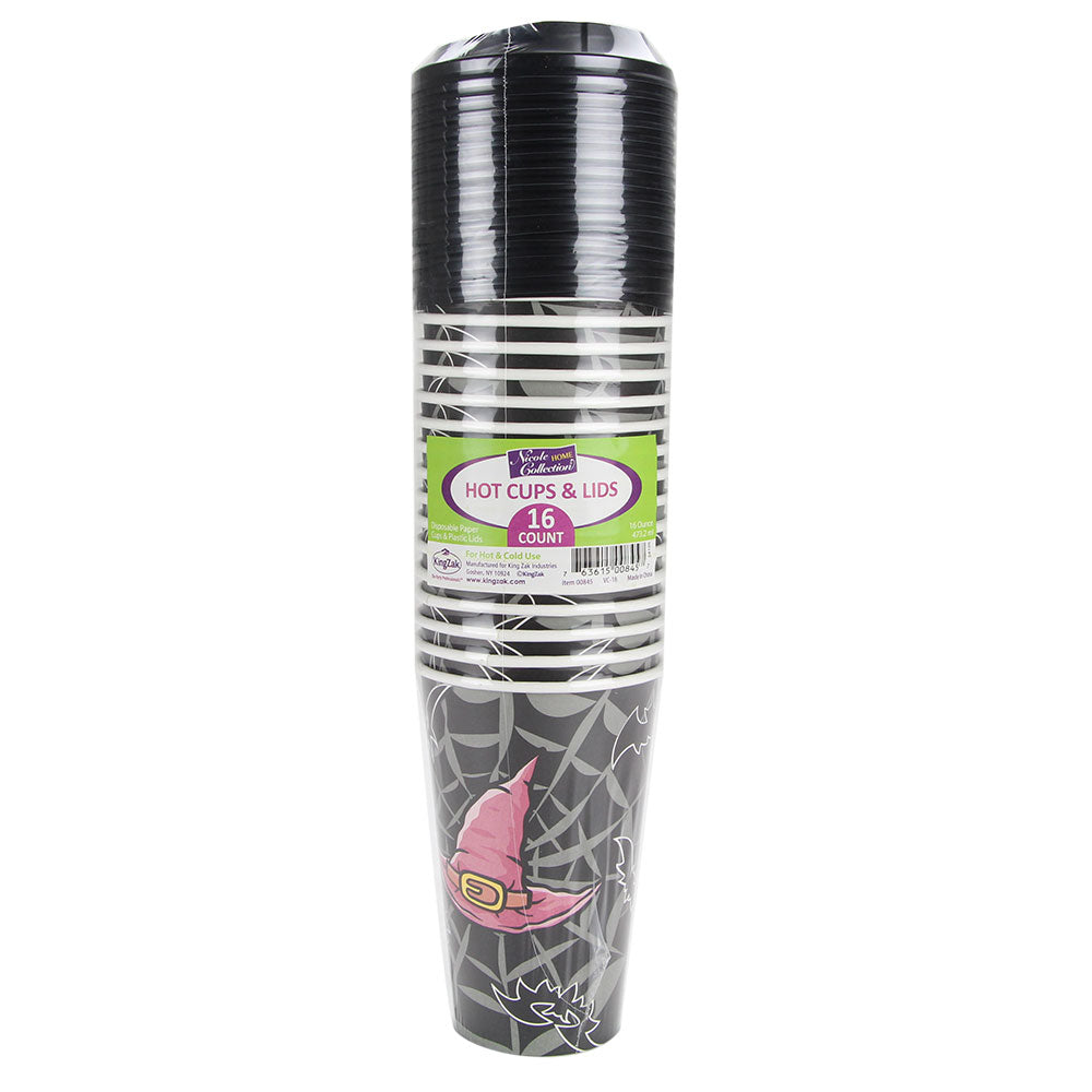 16oz Hot Cup with Halloween Spider Web Design – Disposable Coffee Cups for Halloween Parties & Events