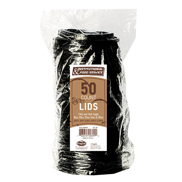 Black Hot Cup Lids – Fits 8, 10, 12, 16, & 20oz Disposable Coffee Cups