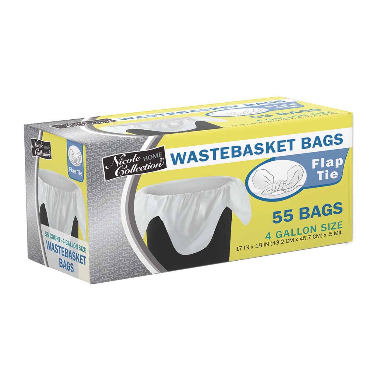 4 Gallon Small Trash Bags with Flap Tie Compact Garbage Bags for Kit