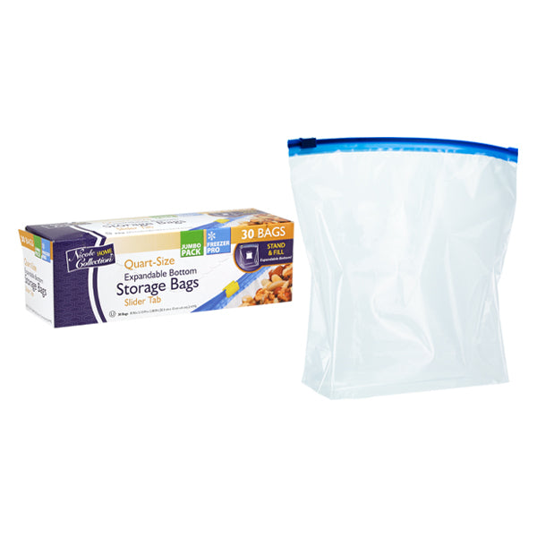 Quart Size Storage Bag with Slider – Easy-Seal, Expandable, & Leak-Resistant