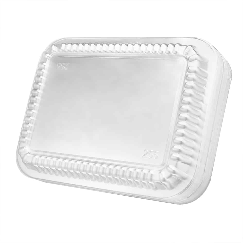 5 lb. Oblong Foil Take-Out Pan Plastic Dome Lid