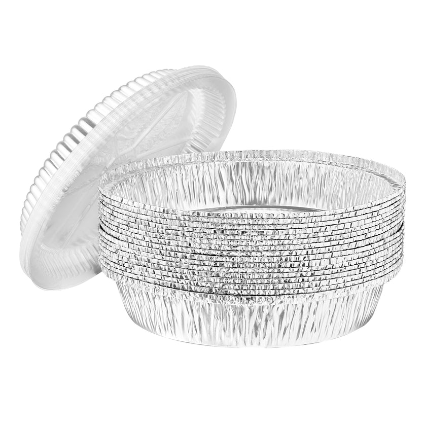 8" Round Aluminum Pan with Dome Lid – Durable Foil Baking Pan for Cakes, Pies, and Takeout