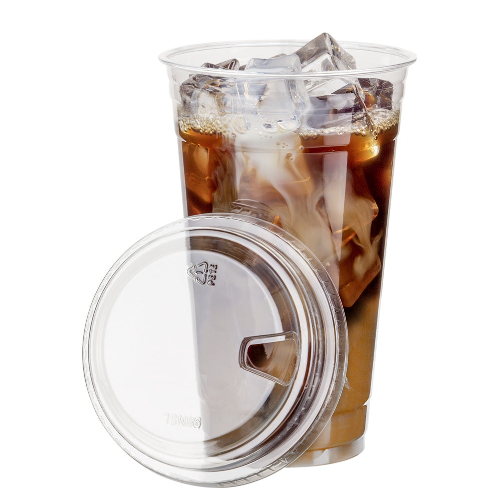 Clear PET Plastic Cups with Sipper Lids - Durable Disposable Cold Drink Cups with Spill-Resistant Lids