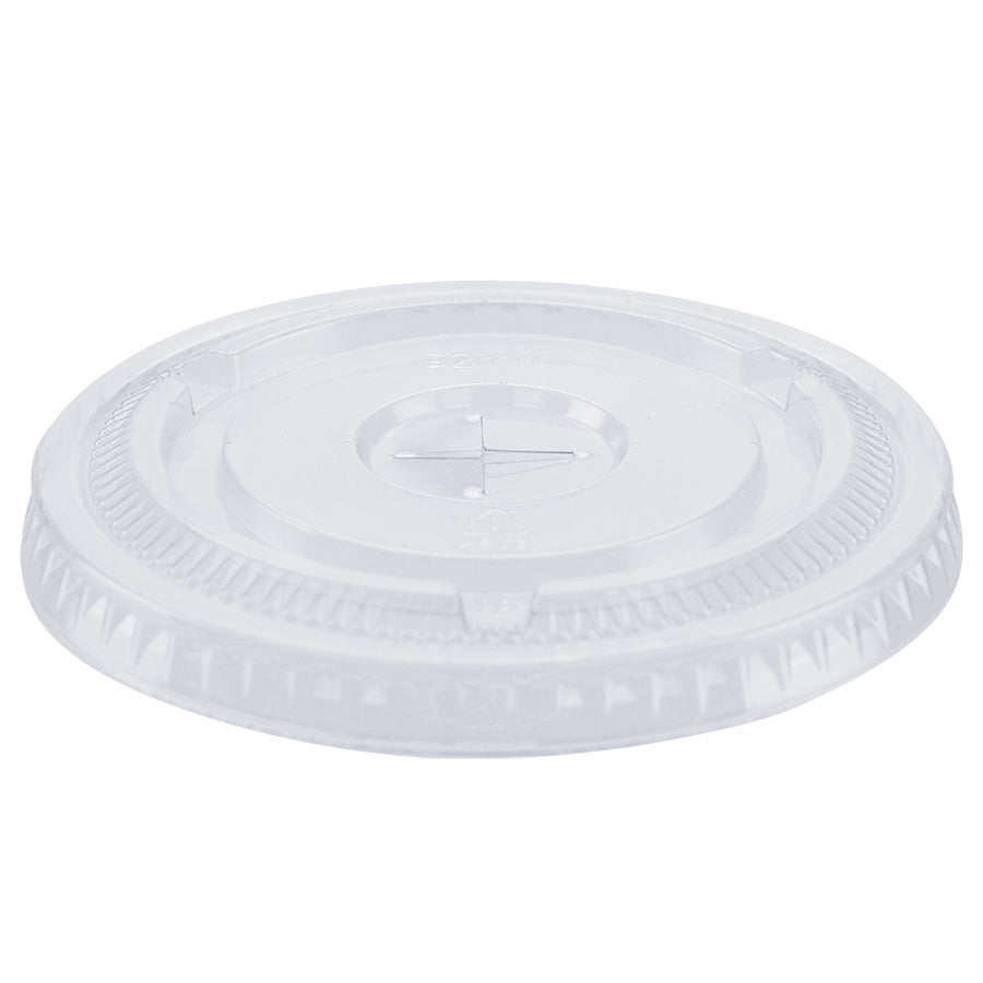 107mm Flat Lids with Straw Slot - Fits 32oz PET Cups – Clear, Leak-Resistant & Durable