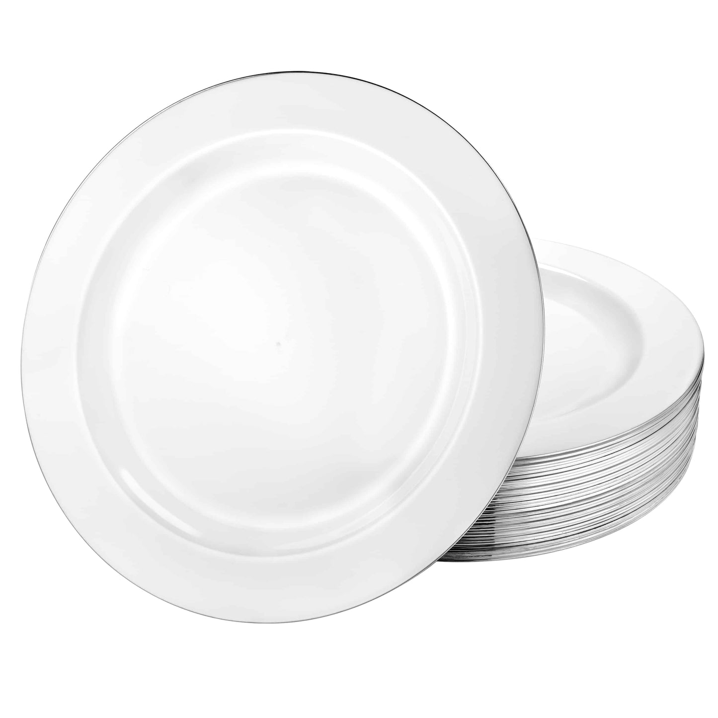 Magnificence Silver Edge Premium Plastic Round Dinnerware: 10.25" Plate
