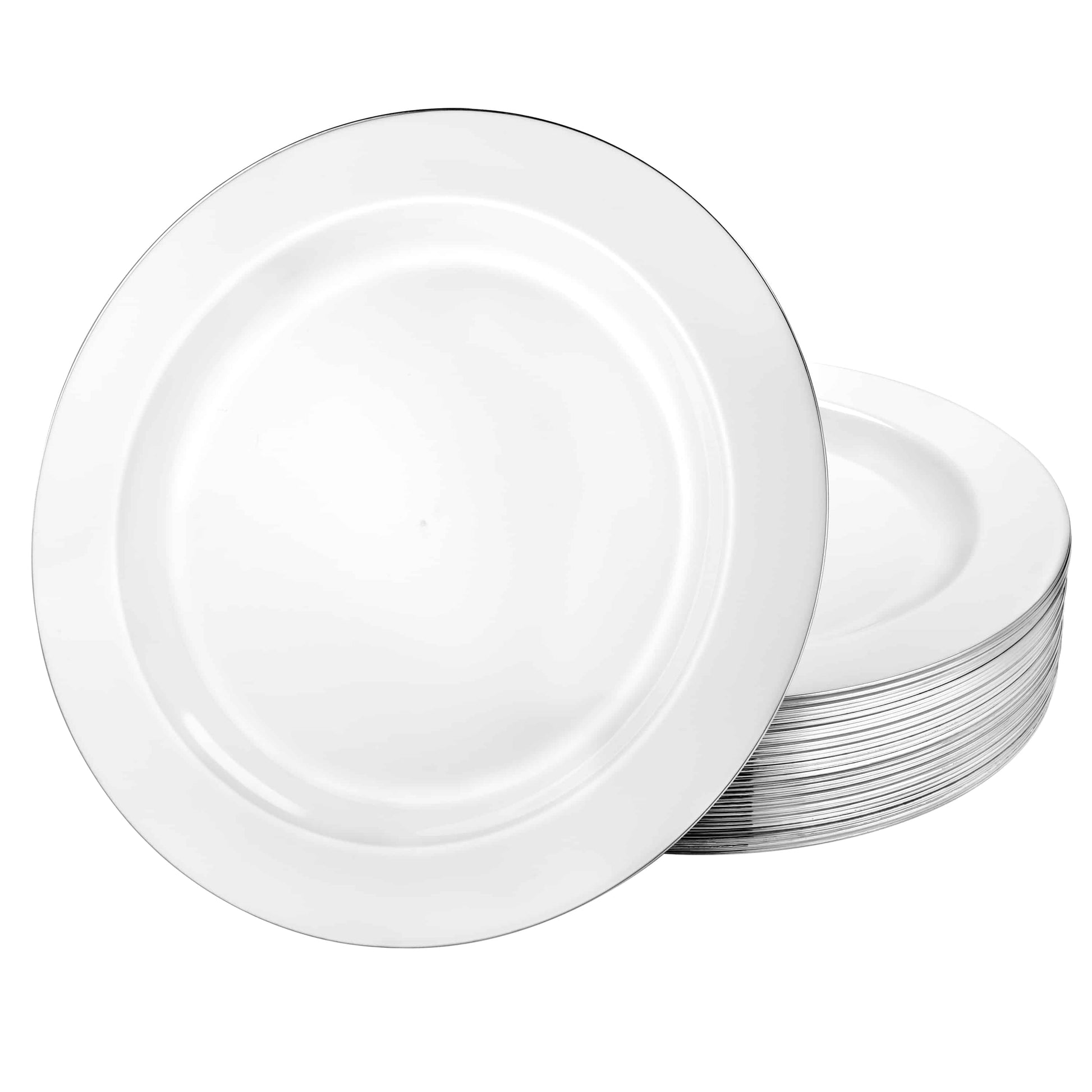 Magnificence Silver Edge Premium Plastic Round Dinnerware: 10.25" Plate