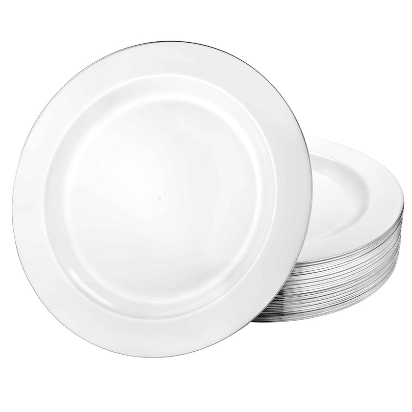 Magnificence Silver Edge Premium Plastic Round Dinnerware: 10.25" Plate