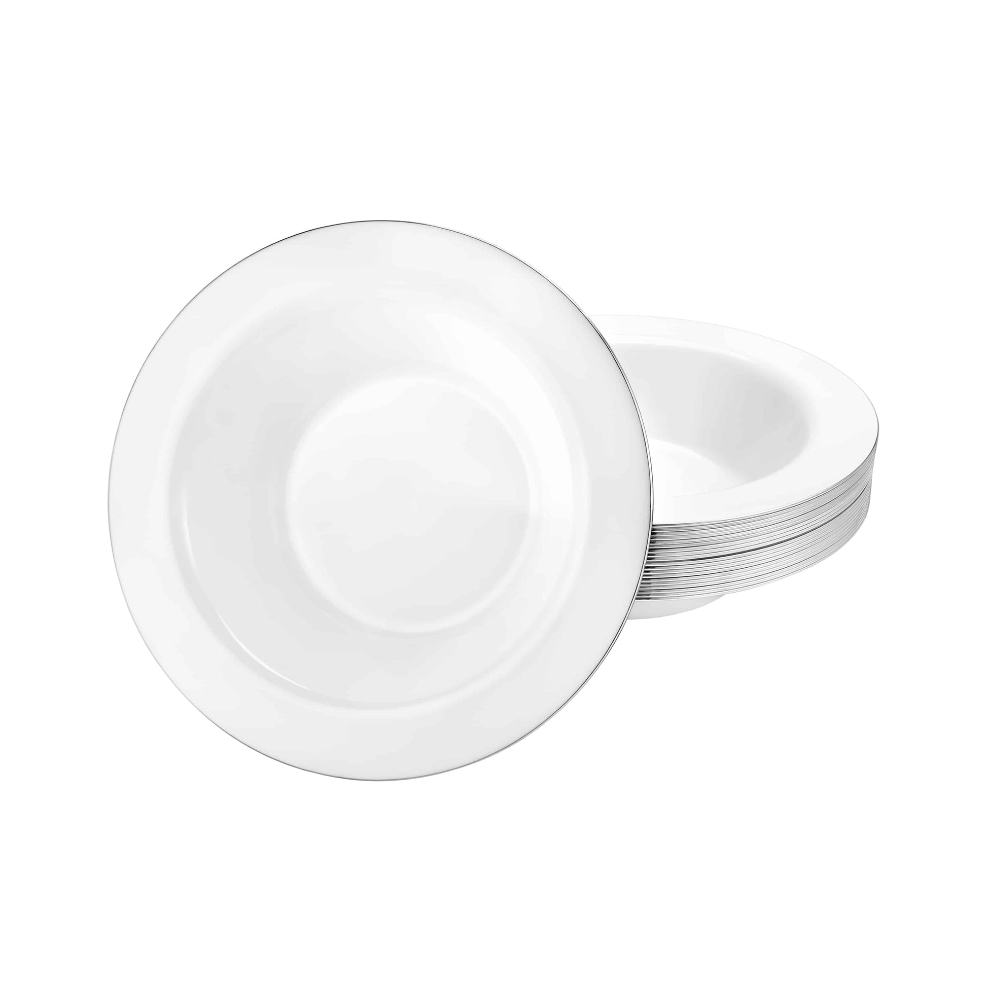 Magnificence Silver Edge Premium Plastic Round Dinnerware