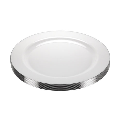 Magnificence Silver Edge Premium Plastic Round Dinnerware: 10.25" Plate