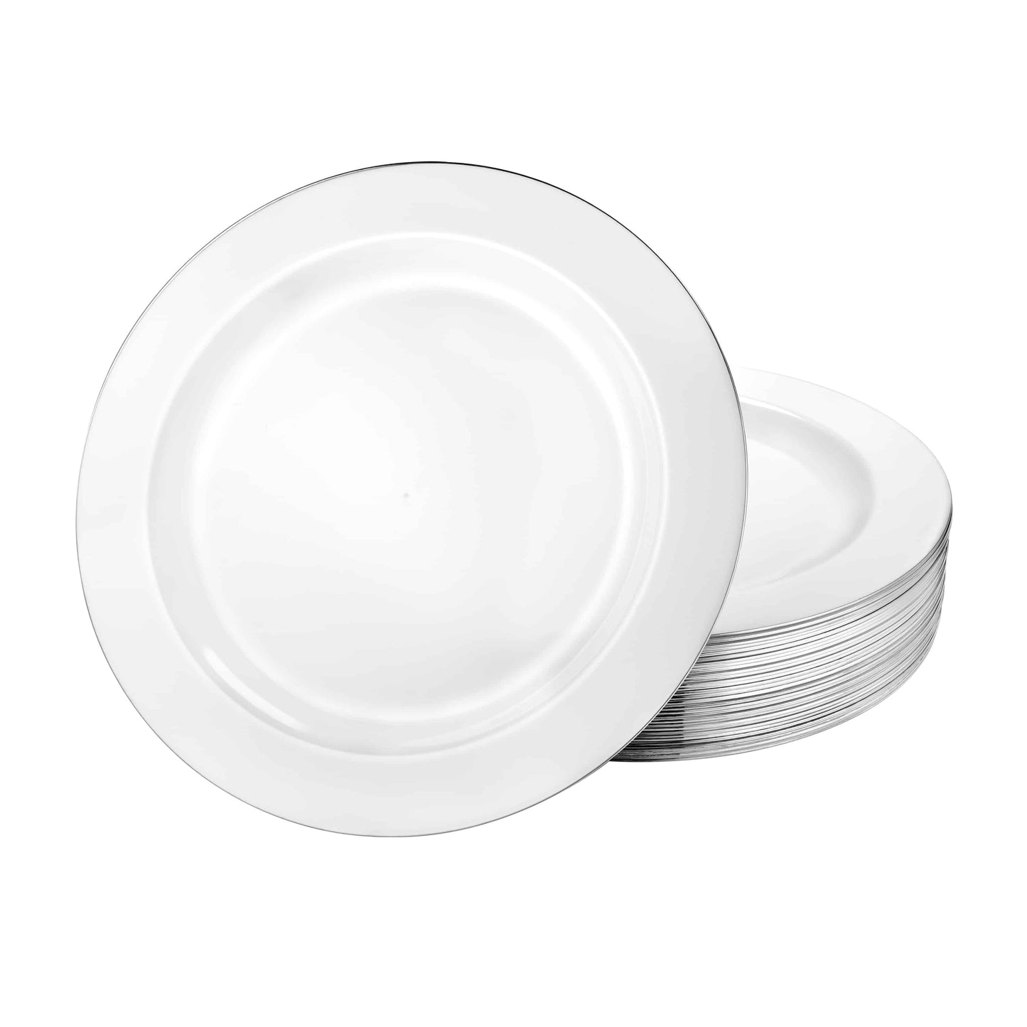 Magnificence Silver Edge Premium Plastic Round Dinnerware - King Zak