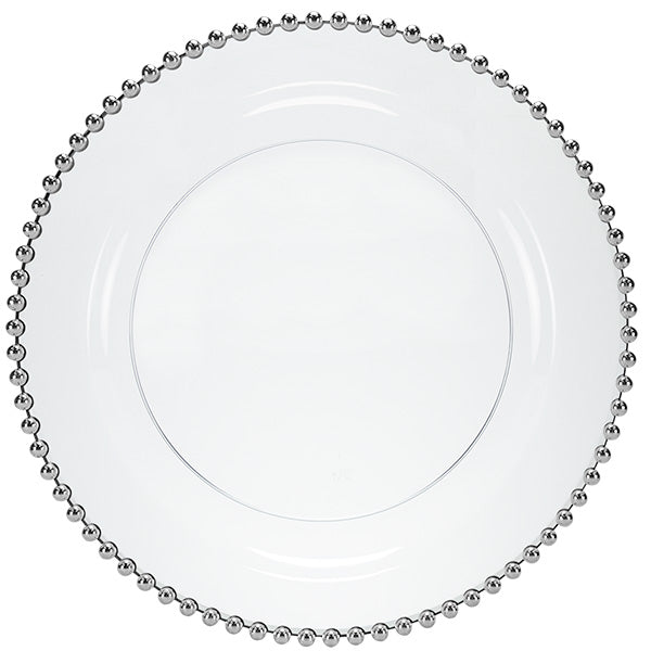 Beaded Premium Plastic Round Dinnerware - Elegant Disposable Plates for Weddings, Parties & Catering