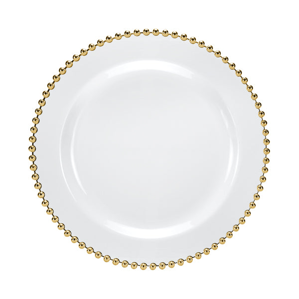 Beaded Premium Plastic Round Dinnerware - Elegant Disposable Plates for Weddings, Parties & Catering