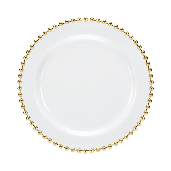 Beaded Premium Plastic Round Dinnerware - Elegant Disposable Plates for Weddings, Parties & Catering