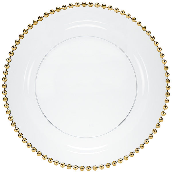 Beaded Premium Plastic Round Dinnerware - Elegant Disposable Plates for Weddings, Parties & Catering