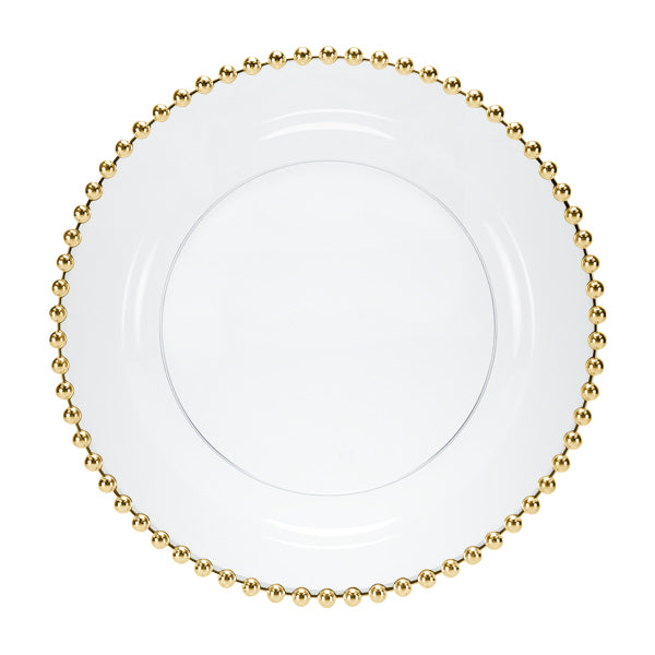 Beaded Premium Plastic Round Dinnerware - Elegant Disposable Plates for Weddings, Parties & Catering