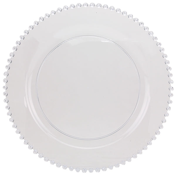 Beaded Premium Plastic Round Dinnerware - Elegant Disposable Plates for Weddings, Parties & Catering
