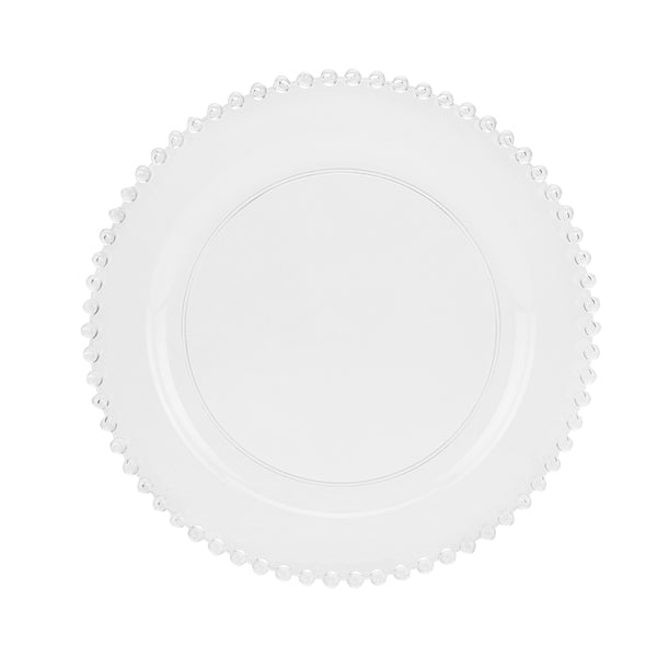 Beaded Premium Plastic Round Dinnerware - Elegant Disposable Plates for Weddings, Parties & Catering