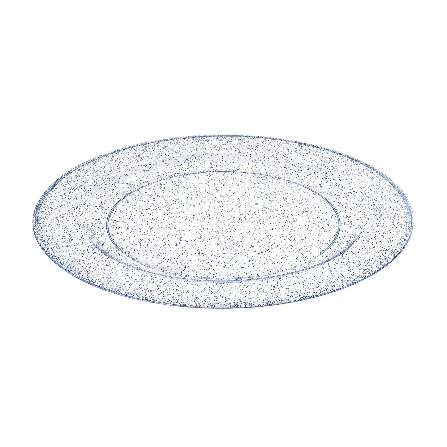 Glitter Premium Plastic Round Dinnerware - Blue Plate