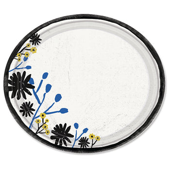 12"x10" Oval Plate-Floral Indigo