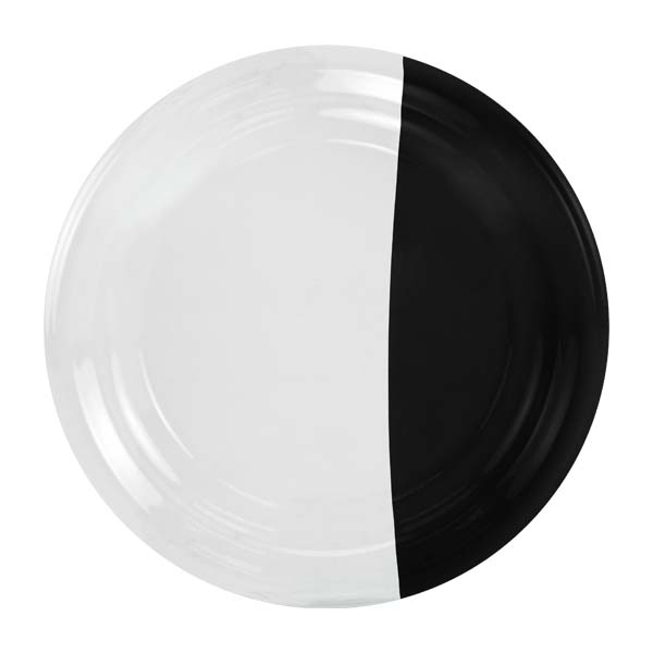 Two-Toned Premium Plastic Plates Black/Clear - Elegant Disposable Dinnerware for Upscale Events