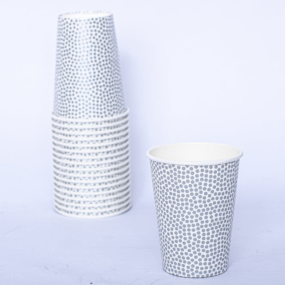 Metallic Dots Premium Paper Round Dinnerware Sliver  - King Zak