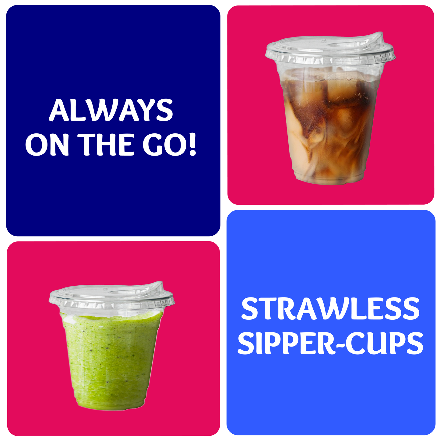 Clear PET Plastic Cups with Sipper Lids