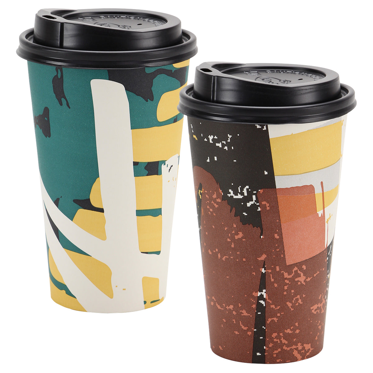 King Zak 00743 Paper Hot Cups & Lids, 12 oz, Black (Pack of 30 Sets) - Win  Depot