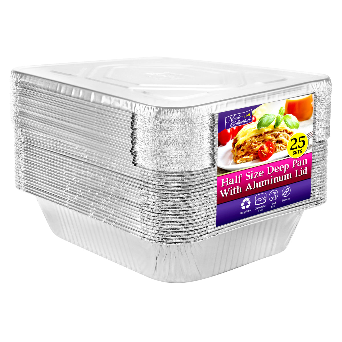 Higher Quality, Durable King Zak Heavy Duty Aluminum Foil Giant Lasagna Pan  14.2 L X 10.63 W X 2.94 D [100 Count] Disposable Aluminum 