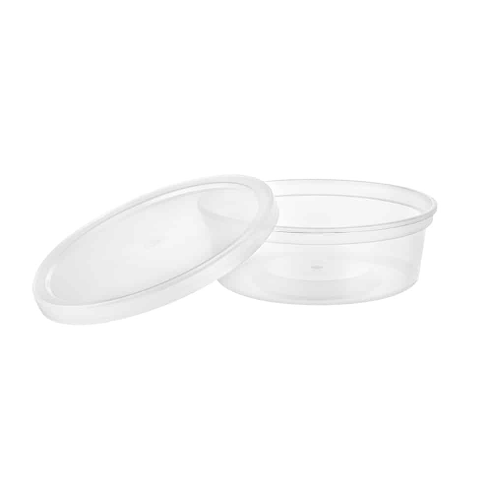 Premium Heavy Duty Plastic Microwaveable, Stackable 8oz Deli Containers with Airtight Lid
