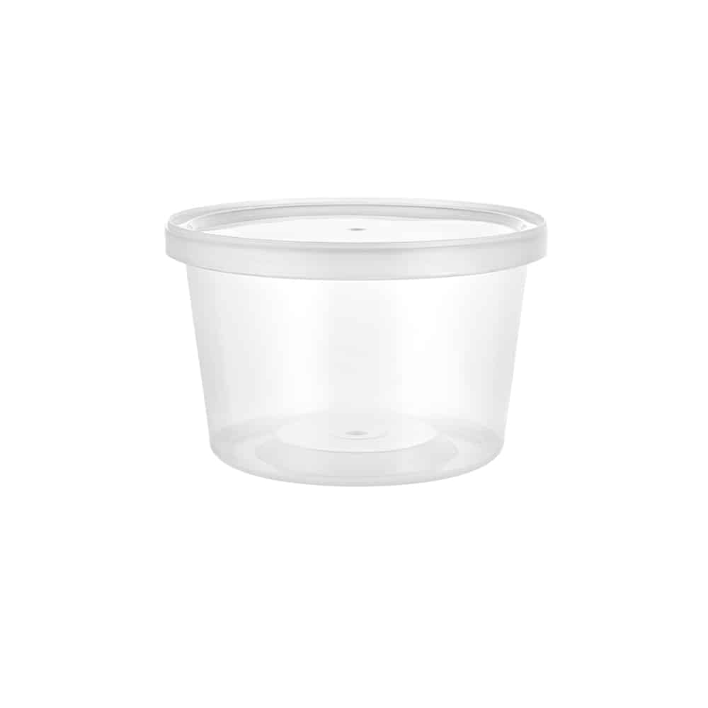 Premium Heavy Duty Plastic Microwaveable, Stackable 16oz Deli Containers with Airtight Lid