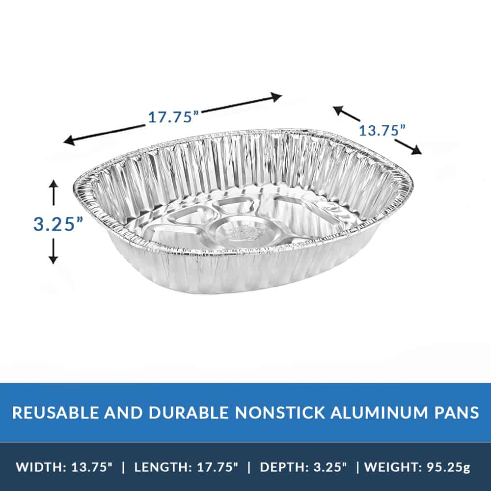 Heavy Duty Aluminum Foil Oval Roaster 17 3/4” L x 13 3/4” W x 3 1/4