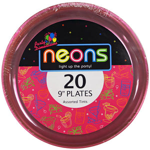 Plastic Neon Tableware<br/>Size Options: 9inch Plate, 6inch Plate, 10oz Bowl, and 6oz Bowl
