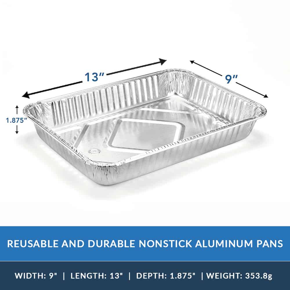 Heavy Duty Aluminum Foil Oblong Cake Pan 13" L X 9" W X 1.875" D