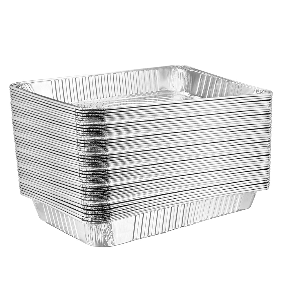 Heavy Duty Aluminum Foil Full Size Deep Pan 20.75" L X 12.8" W X 3.2" D [50 Count] - King Zak