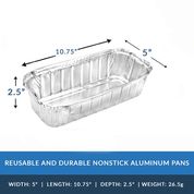 Heavy Duty Aluminum Foil Oblong Pans 10 3/4” L x 5” W x  2 1/2” D