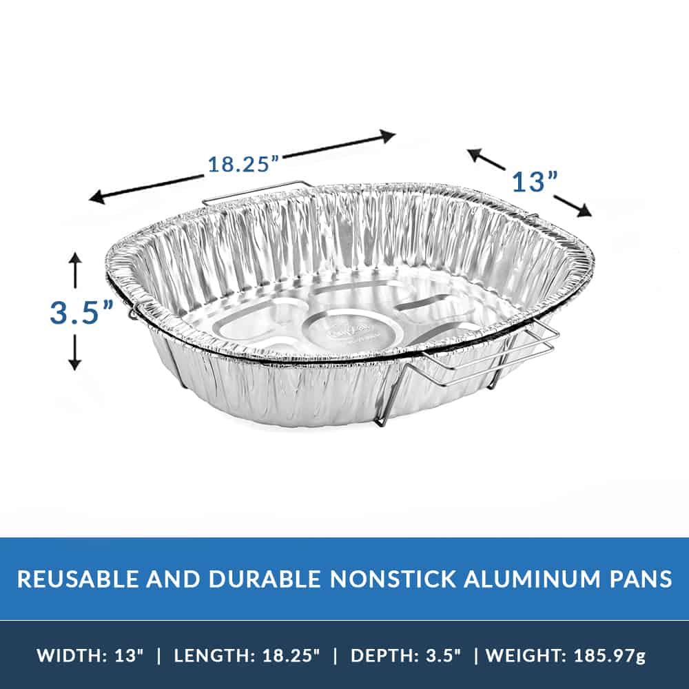 Heavy Duty Aluminum Foil Oval Rack Roaster With Handle 18.25" L X 13" W X 3.5" D