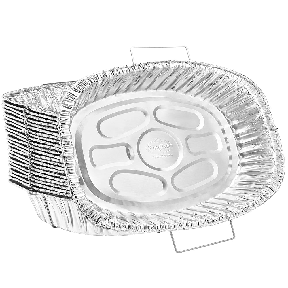 Heavy Duty Aluminum Foil Oval Rack Roaster With Handle