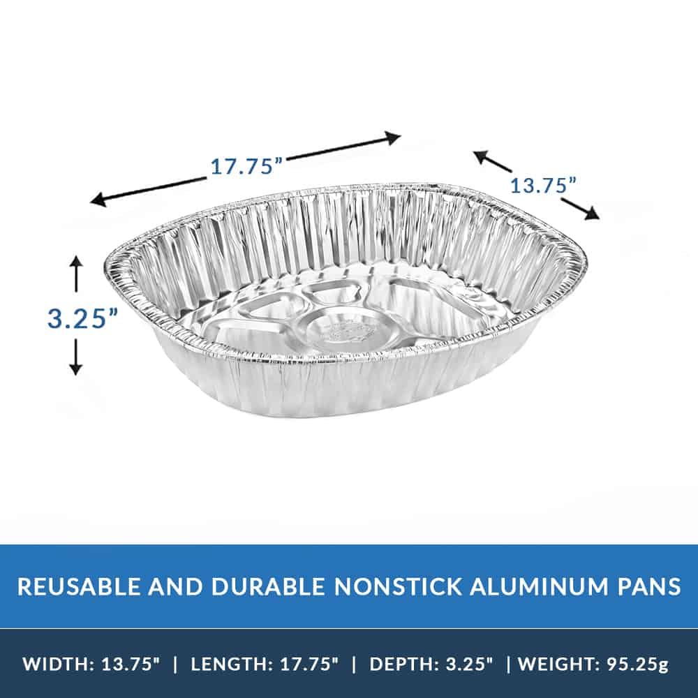 Heavy Duty Aluminum Foil Large Oval Roaster 17.75" L X 13.75" W X 3.25" D