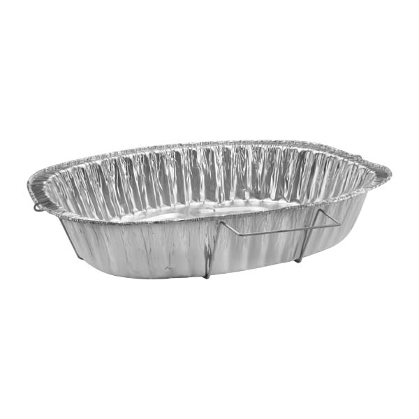 Oval Rack Roasters with Handle – Disposable Roasting Pans for Turkey & Meats [25 Count, Wholesale Pricing]