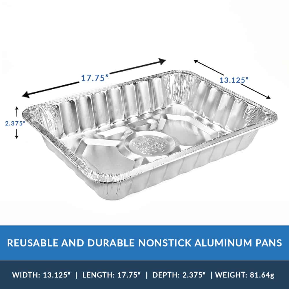 Heavy Duty Aluminum Foil Large Rectangular Rack Roaster 17.75" L X 13.125" W X 2.375" D [100 Count]