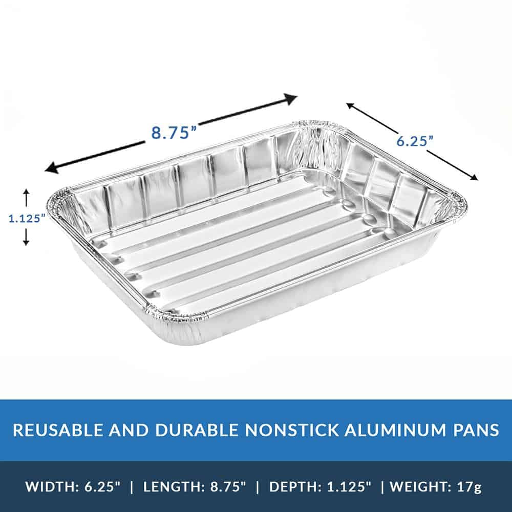 Heavy Duty Aluminum Foil Small Broiler Pan 8 3/4” L x 6 1/4” W x 1 1/8” D