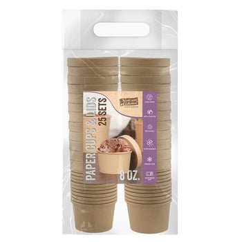 Kraft Paper Soup Cups with lid 8oz
