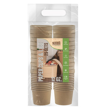 Kraft Paper Soup Cups with lid 12oz