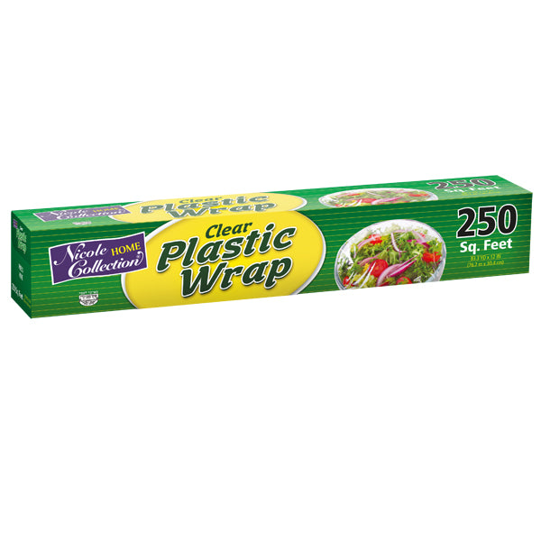 12" x 250' Plastic Wrap – Clear Food Stretch Film for Freshness & Storage