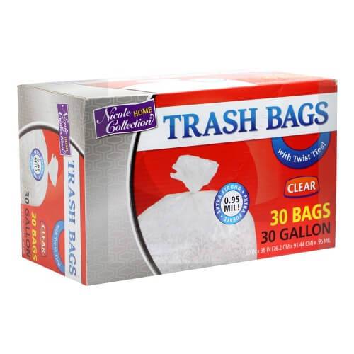 Premium Heavy Weight Plastic Trash Bags: 30 Gallon Trash Bags