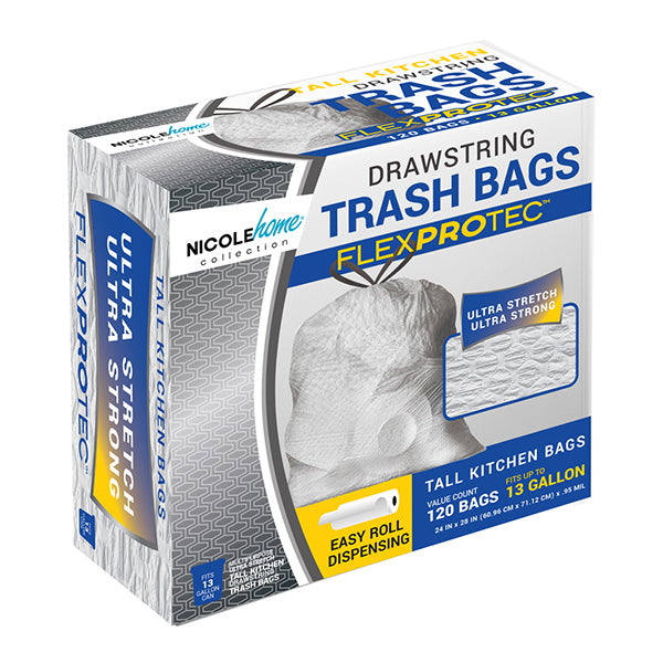 13 Gallon ​Ultra ​Stretch ​Trash ​Bag with ​Drawstrings