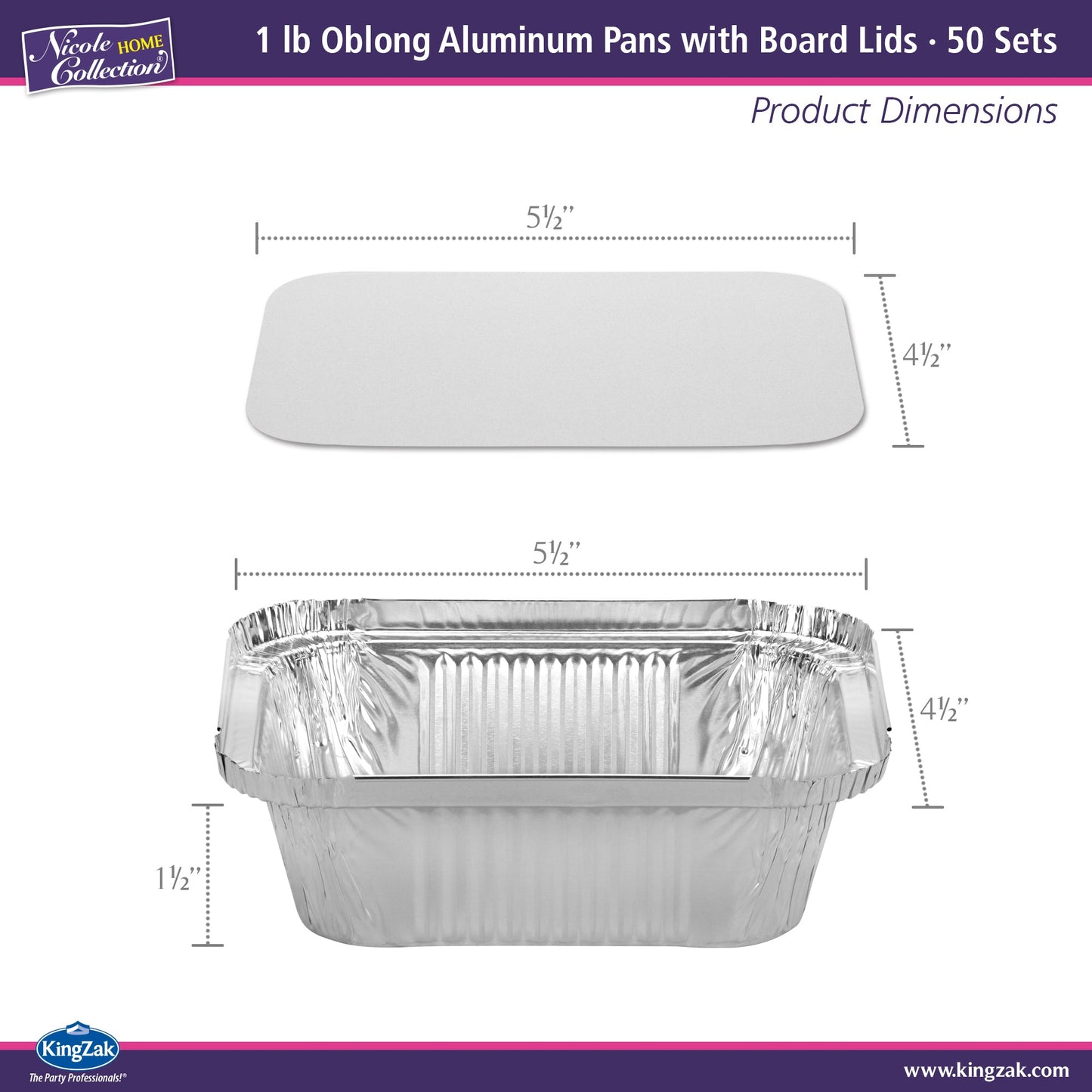 Heavy Duty Aluminum 1 lb Pan with Board Lid - Dimensions 5.5 x 4.5 x 1.5 inch