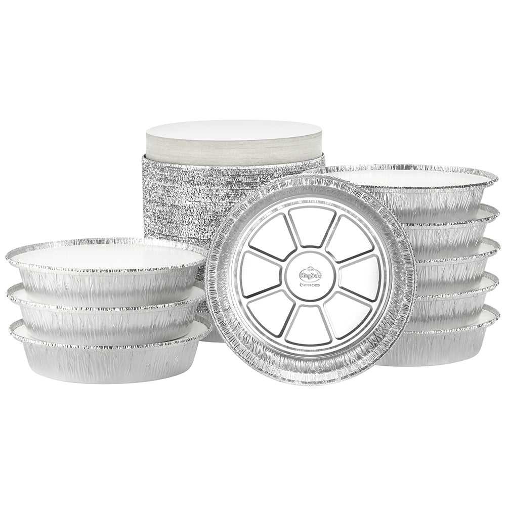 9" Round Aluminum Pans with Board Lids – Disposable Baking Trays [600 Count]